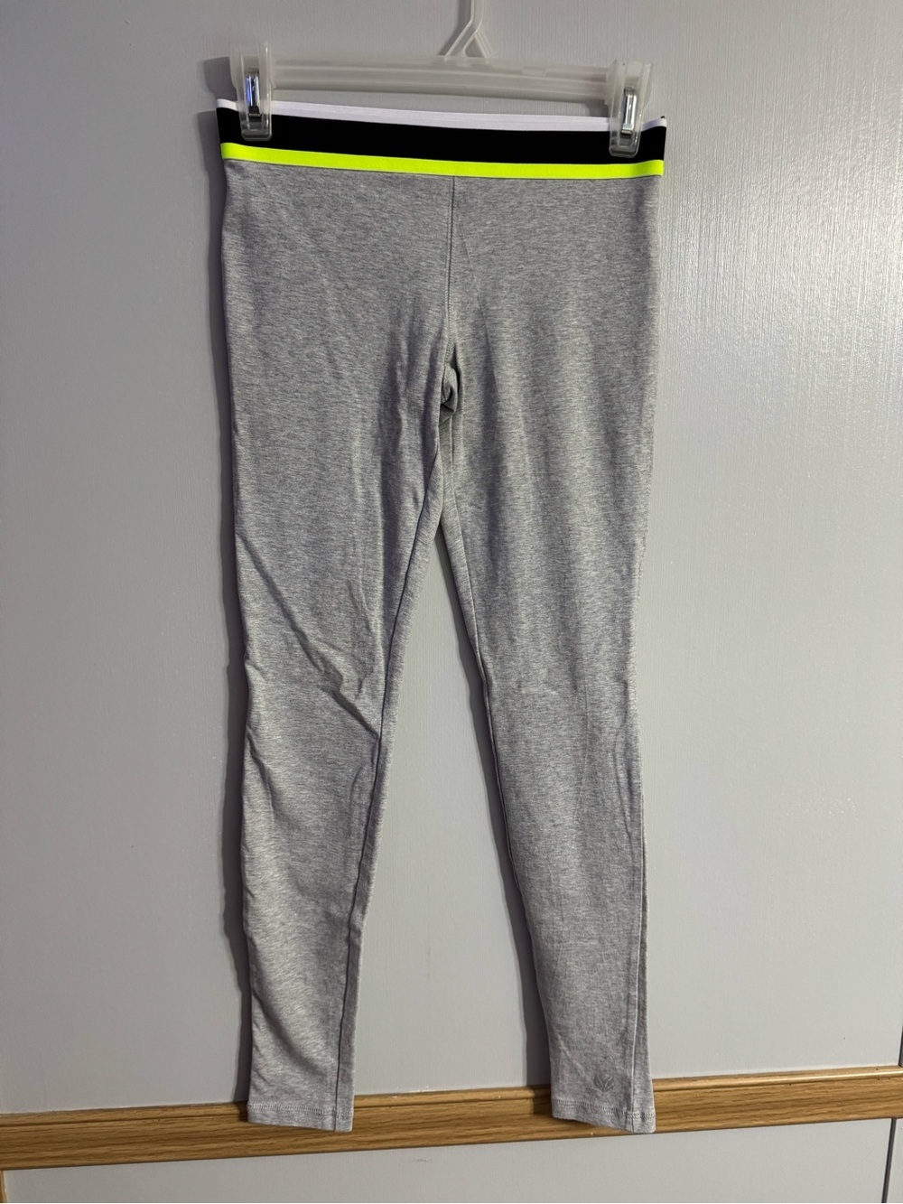 Forever 21 Gray Leggings with Neon Yellow and Black Waistband Size Small